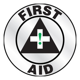 AccuformNMC™ 2 1/4" Black/Green/Gray Reflective Sheet Hard Hat/Helmet Decal "FIRST AID (With Graphic)"