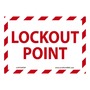 AccuformNMC™ 3 1/2" X 5" Black/Red/White Vinyl Lockout/Tagout Safety Label "LOCKOUT POINT (With Arrow)"