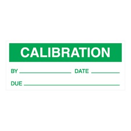 AccuformNMC™ 5/8" X 1 1/2" Green/White Vinyl Production Control Label "CALIBRATION BY____DATE____DUE____"
