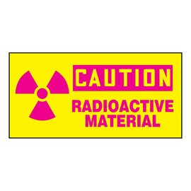 AccuformNMC™ 3" X 7" Magenta/Yellow Vinyl Safety Label "CAUTION RADIOACTIVE MATERIAL (With Graphic)"