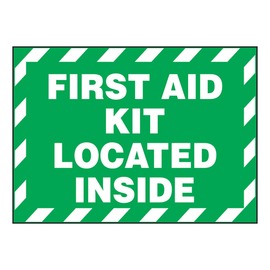 AccuformNMC™ 3 1/2" X 5" Green/White Vinyl First Aid Safety Label "FIRST AID KIT LOCATED INSIDE"
