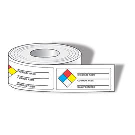 AccuformNMC™ 1 1/2" X 3 7/8" Red/Black/Yellow/Blue/White Paper NFPA Label "CHEMICAL NAME___ COMMON NAME___ MANUFACTURER___"