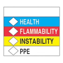AccuformNMC™ 4" x 4" Red/Black/Yellow/Blue/White Poly HMCIS Label "HEALTH/FLAMMABILITY/INSTABILITY/PPE"