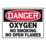 AccuformNMC™ 10" X 14" Black/Red/White Aluminum Safety Sign "DANGER OXYGEN NO SMOKING NO OPEN FLAMES"