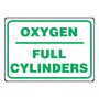AccuformNMC™ 10" X 14" Green/White Aluminum Safety Sign "OXYGEN FULL CYLINDERS"