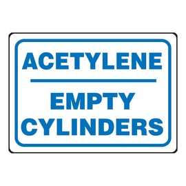 AccuformNMC™ 7" X 10" Blue/White Aluminum Safety Sign "ACETYLENE EMPTY CYLINDERS"