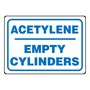AccuformNMC™ 7" X 10" Blue/White Aluminum Safety Sign "ACETYLENE EMPTY CYLINDERS"