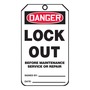 AccuformNMC™ 5 3/4" X 3 1/4" Red/Black/White PF-Cardstock Lockout Tag "DANGER LOCK OUT BEFORE MAINTENANCE OR REPAIR SIGNED BY:___DATE:___/DANGER DO NOT REMOVE THIS TAG! TO DO SO WITHOUT AUTHORITY WILL MEAN DISIPLINARY ACTION!..."