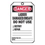 AccuformNMC™ 5 3/4" X 3 1/4" Black/Red/White PF-Cardstock Ladder Status Tag "DANGER LADDER DAMAGED/UNSAFE DO NOT USE/DESTROY/REPAIR___INSPECTED BY:___DATE:___/DANGER DO NOT REMOVE THIS TAG!..."