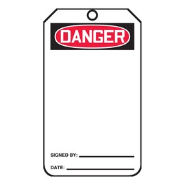 AccuformNMC™ 5 3/4" X 3 1/4" Black/Red/White RP-Plastic Safety Tag "DANGER SIGNED BY:___ DATE:___"