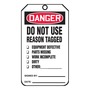 AccuformNMC™ 5 3/4" X 3 1/4" Black/Red/White PF-Cardstock Safety Tag "DANGER DO NOT USE REASON TAGGED/EQUIPMENT DEFECTIVE/PARTS MISSING/WORK INCOMPLETE/DIRTY/OTHER:___SIGNED BY:___DATE:___/DANGER DO NOT REMOVE THIS TAG! REMARKS:___"