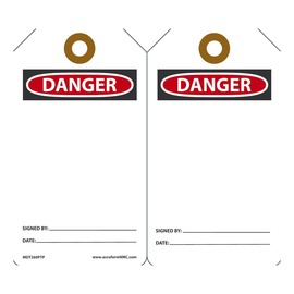AccuformNMC™ 5 7/8" X 3 1/8" Black/Red/White RP-Plastic Safety Tag "DANGER SIGNED BY:___DATE___ (Blank)"