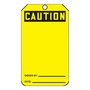 AccuformNMC™ 5 3/4" X 3 1/4" Black/Yellow PF-Cardstock Safety Tag "CAUTION SIGNED BY:___DATE:___"