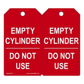 AccuformNMC™ 5 3/4" X 3 1/4" Red/White PF-Cardstock Cylinder Status Tag "EMPTY CYLINDER DO NOT USE"