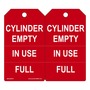 AccuformNMC™ 5 3/4" X 3 1/4" Red/White PF-Cardstock Cylinder Status Tag "CYLINDER EMPTY/ IN USE/FULL"