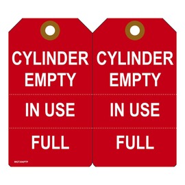 AccuformNMC™ 5 3/4" X 3 1/4" Red/White RP-Plastic Cylinder Status Tag "CYLINDER EMPTY/ IN USE/FULL"