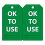 AccuformNMC™ 5 3/4" X 3 1/4" Green/White PF-Cardstock Equipment Status Tag "OK TO USE SIGNED BY:___DATE:___"