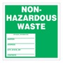 AccuformNMC™ 6" X 6" Green/White Paper Non-Regulated Waste Label "NON-HAZARDOUS WASTE SHIPPER___ADDRESS___CITY, STATE, ZIP___CONTENTS___"