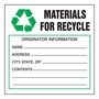 AccuformNMC™ 6" X 6" Black/Green/White Paper Hazardous Waste Label "MATERIALS FOR RECYCLE..."