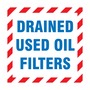 AccuformNMC™ 6" X 6" Blue/Red/White Paper Hazardous Waste Label "DRAINED USED OIL FILTERS"