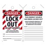 AccuformNMC™ 5 3/4" X 3 1/4" Black/Red/White PF-Cardstock Lockout/Tagout Tag "DANGER LOCKED OUT DO NOT OPERATE THIS LOCK/TAG MAY ONLY BE REMOVED BY: NAME___DEPT.:___EXPECTED COMPLETION:___/DANGER THIS ENERGY SOURCE HAS BEEN LOCKED OUT!..."