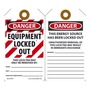 AccuformNMC™ 5 3/4" X 3 1/4" Black/Red/White RP-Plastic Lockout/Tagout Tag "DANGER EQUIPMENT LOCKED OUT THIS LOCK/TAG MAY ONLY BE REMOVED BY: NAME___DEPT.:___EXPECTED COMPLETION:___/DANGER THIS ENERGY SOURCE HAS BEEN LOCKED OUT!..."