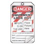 AccuformNMC™ 5 3/4" X 3 1/4" Black/Red/White RP-Plastic Lockout/Tagout Tag "DANGER EQUIPMENT LOCK OUT MY LIFE IS ON THE LINE (PLACE PICTURE HERE) THIS LOCK/TAG MAY ONLY BE REMOVED BY: NAME___DEPT.:___EXPECTED COMPLETION:___..."