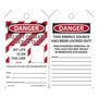 AccuformNMC™ 5 3/4" X 3 1/4" Black/Red/White PF-Cardstock Lockout/Tagout Tag "DANGER DO NOT OPERATE LOCKED OUT MY LIFE IS ON THE LINE (PLACE PICTURE HERE) THIS LOCK/TAG MAY ONLY BE REMOVED BY: NAME___DEPT.:___EXPECTED COMPLETION:___..."