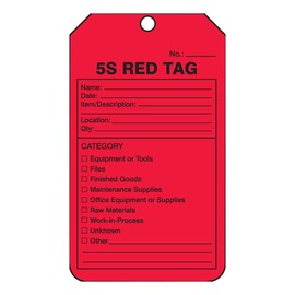 AccuformNMC™ 5 3/4" X 3 1/4" Black/Red RP-Plastic 5S Tag "5S RED TAG...."