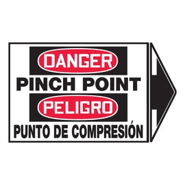 AccuformNMC™ 3 1/2" X 5" Red/Black/White Vinyl Equipment Safety Label "DANGER PINCH POINT (Spanish Bilingual)"