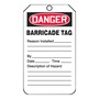 AccuformNMC™ 5 3/4" X 3 1/4" Black/Red/White HS-Laminate Barricade Tag "DANGER BARRICADE TAG REASON INSTALLED___BY___DATE___TIME___DESCRIPTION OF HAZARD___..."