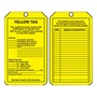 AccuformNMC™ 5 3/4" X 3 1/4" Black/Yellow PF-Cardstock Scaffold Status Tag "YELLOW TAG This scaffold has been erected with modifications for specific work. 100% tie-off is required when working on/from this scaffold..."