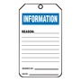 AccuformNMC™ 5 3/4" X 3 1/4" Black/Blue/White PF-Cardstock Information Status Tag "INFORMATION REASON:___SIGNED BY:___DATE:___/INFORMATION DO NOT REMOVE THIS TAG! REASON:___"