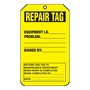 AccuformNMC™ 5 3/4" X 3 1/4" Black/Yellow PF-Cardstock Equipment Status Tag "REPAIR TAG EQUIPMENT I.D.___PROBLEM:___SIGNED BY:___"