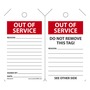 AccuformNMC™ 5 3/4" X 3 1/4" Black/Red/White PF-Cardstock Equipment Status Tag "OUT OF SERVICE REASON:___SIGNED BY:___DATE:___/OUT OF SERVICE DO NOT REMOVE THIS TAG! REASON:___"