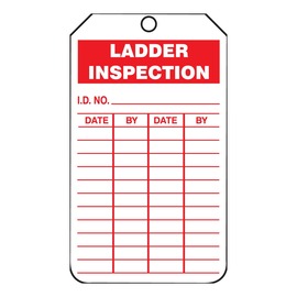 AccuformNMC™ 5 3/4" X 3 1/4" Red/White RP-Plastic Ladder Status Tag "LADDER INSPECTION I.D. NO.___DATE___BY___DATE___BY___"