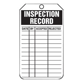 AccuformNMC™ 5 3/4" X 3 1/4" Black/White PF-Cardstock Inspection And Status Record Tag "INSPECTION RECORD ACCEPT/REJECT"