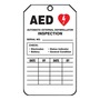 AccuformNMC™ 8 1/2" X 3 7/8" Black/Red/White RP-Plastic AED Status Tag "AED AUTOMATIC EXTERNAL DEFIBRILLATOR INSPECTION SERIAL NO.___.../DATE___BY___DAGE___BY___"
