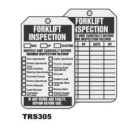 AccuformNMC™ 5 3/4" X 3 1/4" Black/Yellow RP-Plastic Equipment Status Tag "FORKLIFT INSPECTION…/FORKLIFT INSPECTION INSPECT UNIT CAREFULLY BEFORE SIGNING INSPECTION RECORD DATE___BY___DATE___BY___"