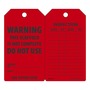 AccuformNMC™ 5 3/4" X 3 1/4" Black/Red PF-Cardstock Scaffold Status Tag "WARNING THIS SCAFFOLD IS NOT COMPLETE DO NOT USE SIGNED BY___DATE___/INSPECTION DATE___BY___DAGE___BY___"
