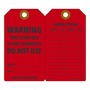 AccuformNMC™ 5 3/4" X 3 1/4" Black/Red RP-Plastic Scaffold Status Tag "WARNING THIS SCAFFOLD IS NOT COMPLETE DO NOT USE SIGNED BY___DATE___/INSPECTION DATE___BY___DAGE___BY___"