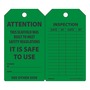AccuformNMC™ 5 3/4" X 3 1/4" Black/Green PF-Cardstock Scaffold Status Tag "ATTENTION THIS SCAFFOLD WAS BUILT TO MEET SAFETY REGULATIONS IT IS SAFE TO USE SIGNED BY___DATE___/INSPECTION DATE___BY___DAGE___BY___"