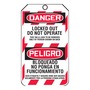 AccuformNMC™ 5 3/4" X 3 1/4" Red/Black/White RP-Plastic Lockout/Tagout Tag "DANGER DO NOT OPERATE THIS TAG & LOCK TO BE REMOVED ONLY BY PERSON SHOWN ON BACK/DANGER EQUIPMENT LOCKED OUT BY___DATE:___ (Spanish Bilingual)"