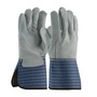 Protective Industrial Products Large Gray Shoulder Split Leather Palm Gloves With Leather Back And Gauntlet Cuff