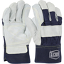 Protective Industrial Products Medium Blue Premium Split Double Leather Palm Gloves With Canvas Back And Safety Cuff