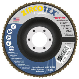 FlexOVit® ZIRCOTEX® 4 1/2" X 7/8" 40 Grit Type 29 Flap Disc