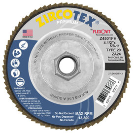 FlexOVit® ZIRCOTEX® 4 1/2" X 5/8" - 11" 24 Grit Type 29 Flap Disc