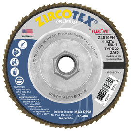 FlexOVit® ZIRCOTEX® 4 1/2" X 5/8" - 11" 80 Grit Type 29 Flap Disc