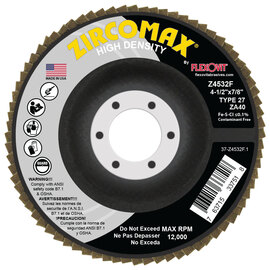 FlexOVit® ZIRCOMAX® 4 1/2" X 7/8" 40 Grit Type 27 Flap Disc