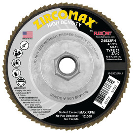 FlexOVit® ZIRCOMAX® 4 1/2" X 5/8" - 11" 40 Grit Type 27 Flap Disc